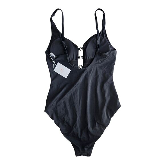 ANDIE Women's Swimsuit The Romana Black Smooth Front Rings Adjustable Straps NEW - Picture 6 of 9